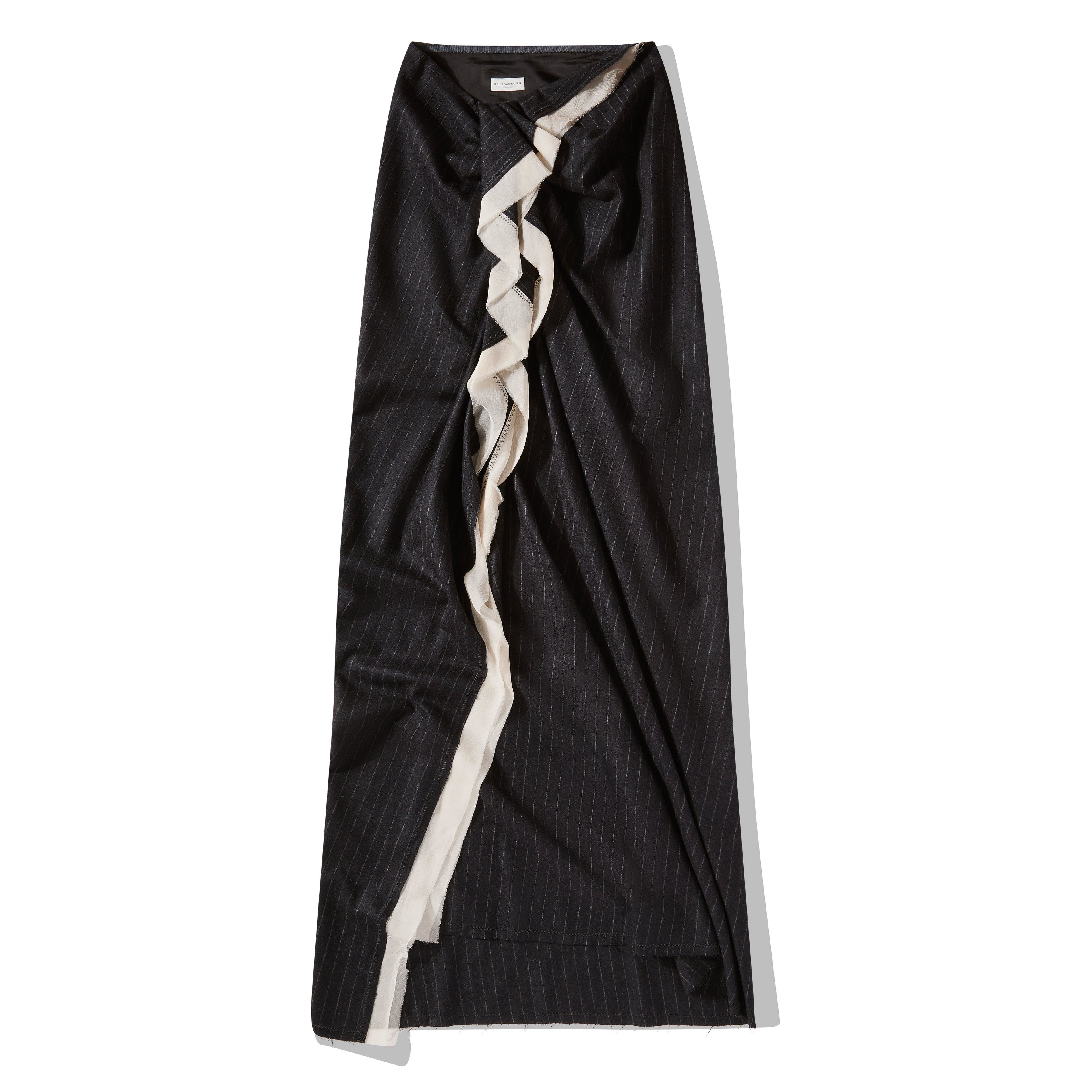 Dries Van Noten - Women’s Long Draped Skirt - (Anthracite) by DRIES VAN NOTEN