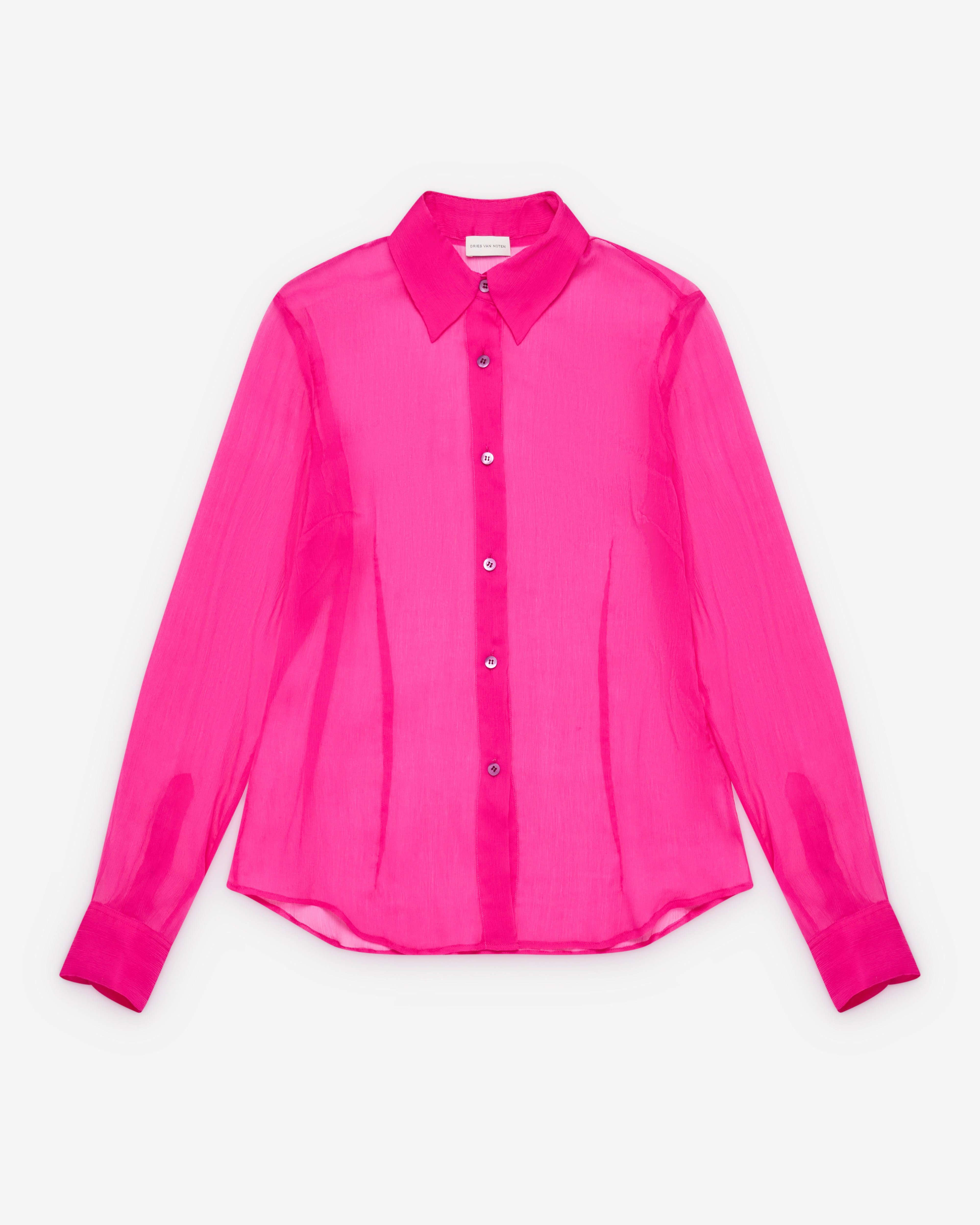Dries Van Noten - Women's Sheer Silk Shirt - (Fuchsia) by DRIES VAN NOTEN