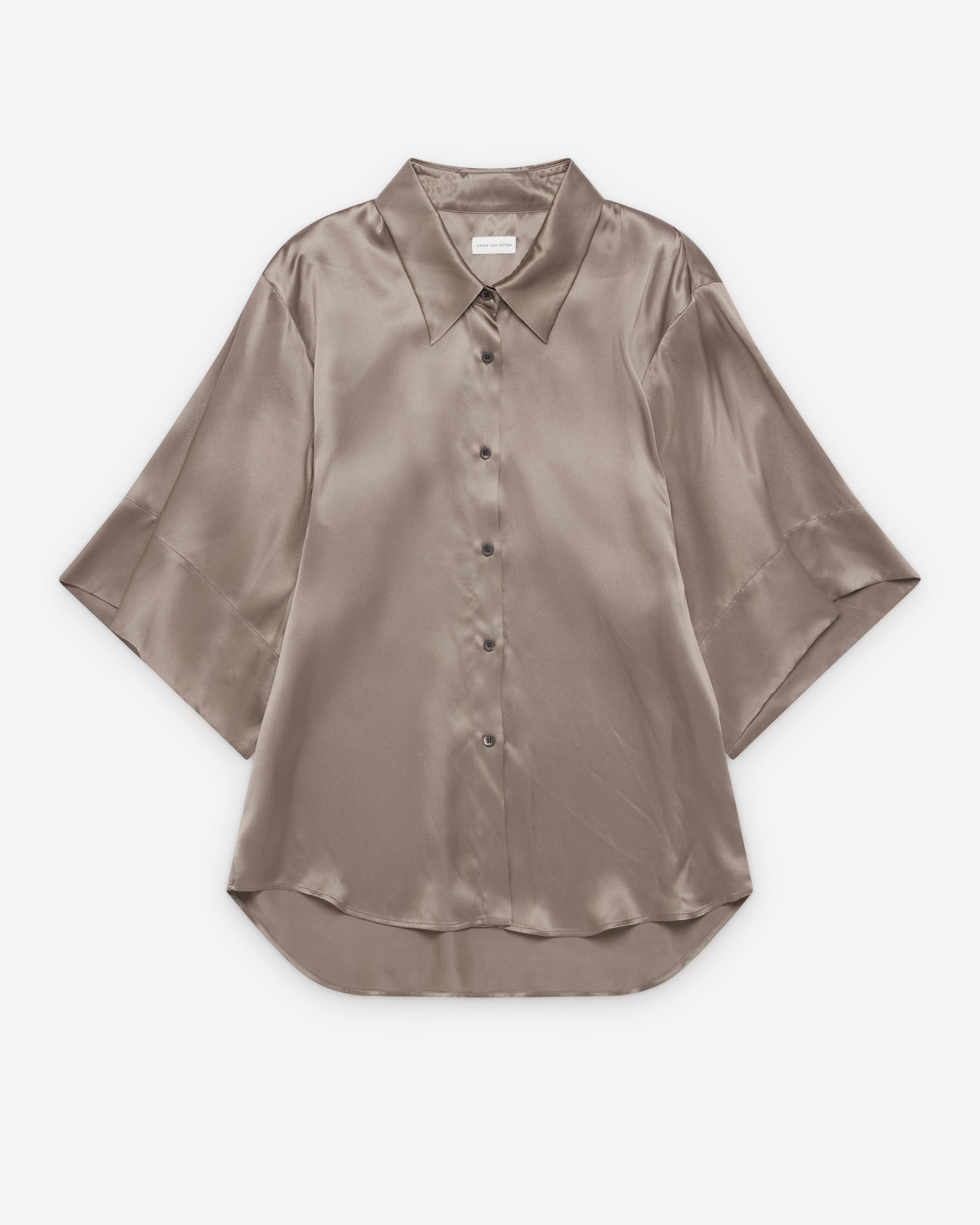Dries Van Noten - Women's Silk Shirt - (Taupe) by DRIES VAN NOTEN