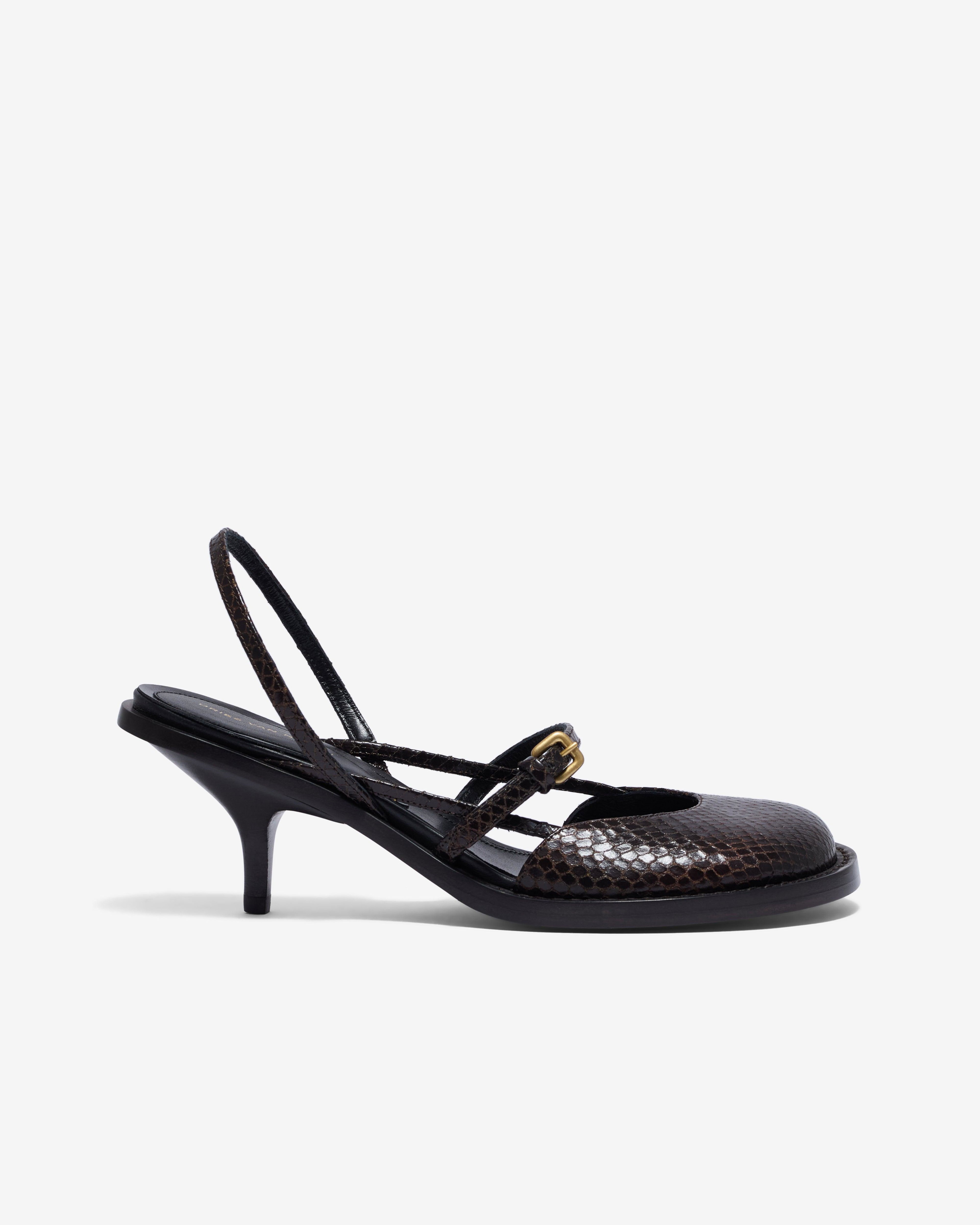 Dries Van Noten - Women’s Slingback Pumps - (Dark Brown) by DRIES VAN NOTEN
