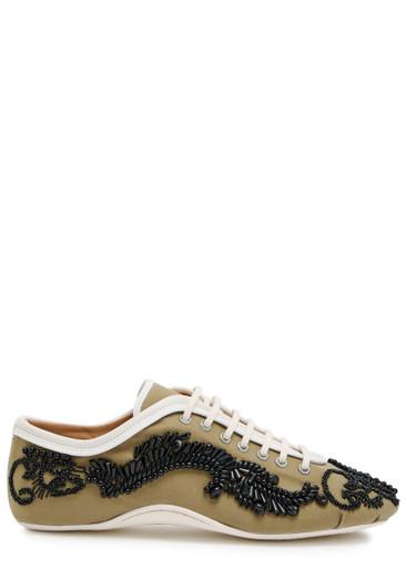 Embellished twill sneakers by DRIES VAN NOTEN