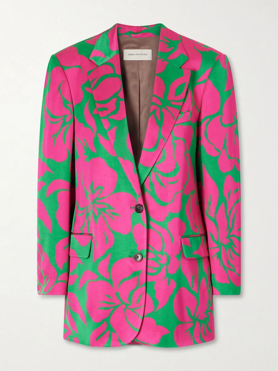 Floral-print satin blazer by DRIES VAN NOTEN