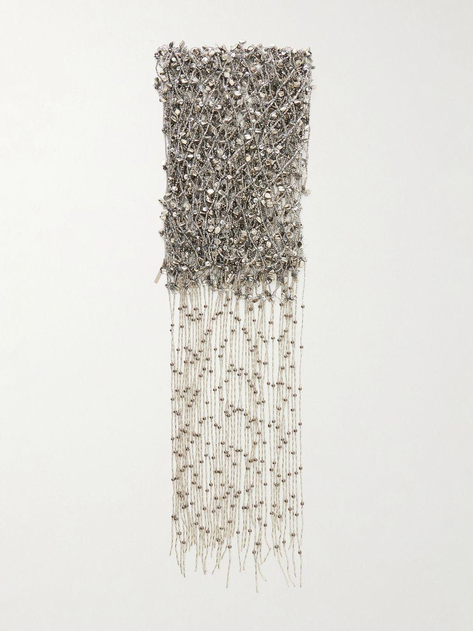 Fringed embellished beaded scarf by DRIES VAN NOTEN