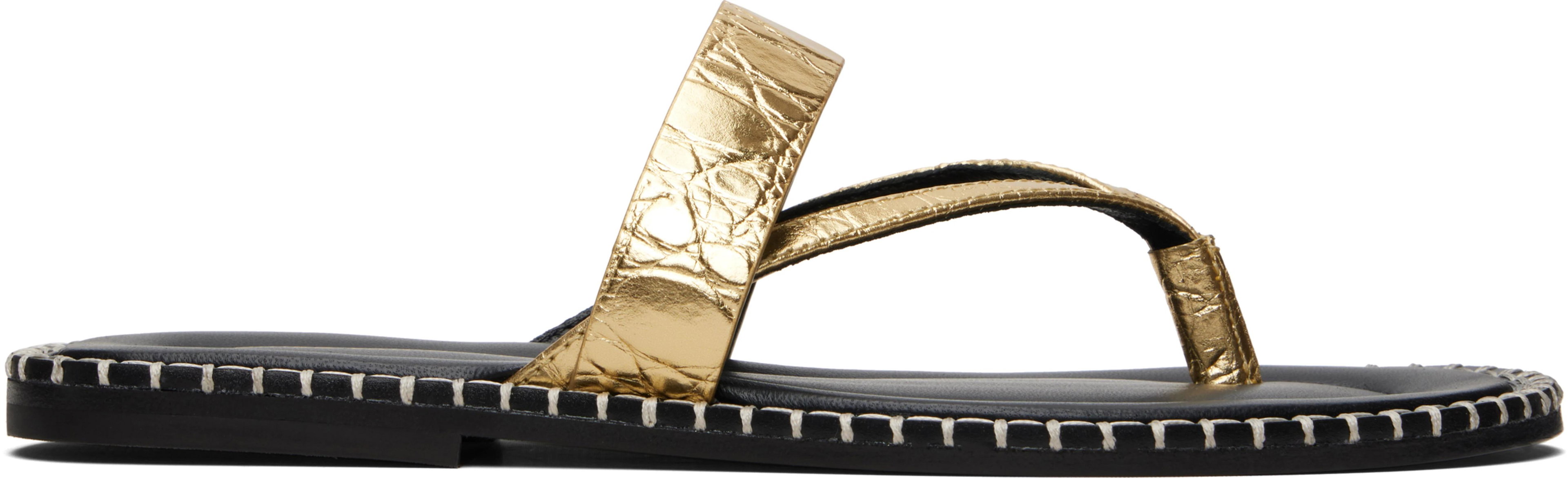 Gold Leather Sandals by DRIES VAN NOTEN