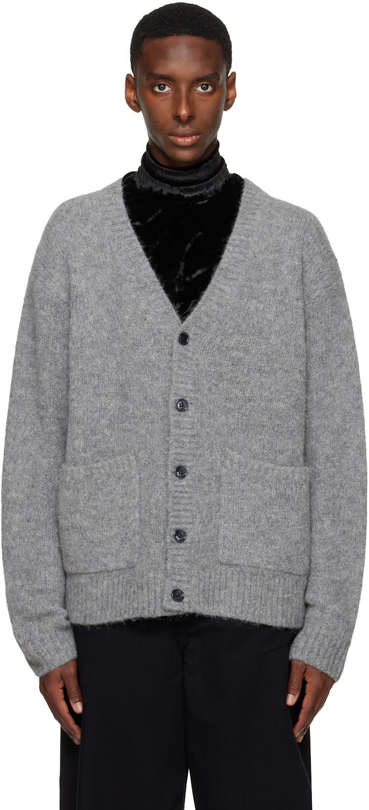 Gray Alpaca Cardigan by DRIES VAN NOTEN