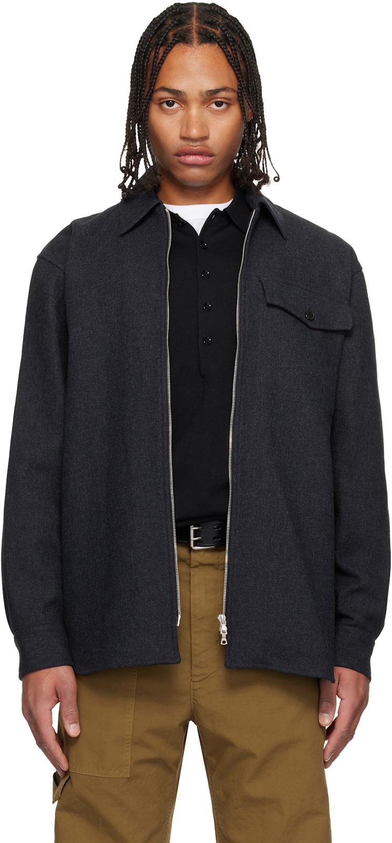 Gray Cotton Jacket by DRIES VAN NOTEN