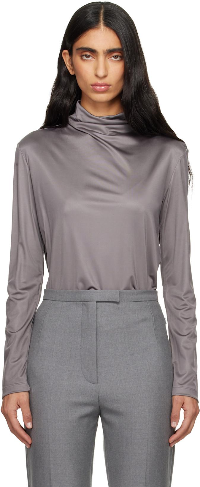 Gray Jersey Turtleneck by DRIES VAN NOTEN