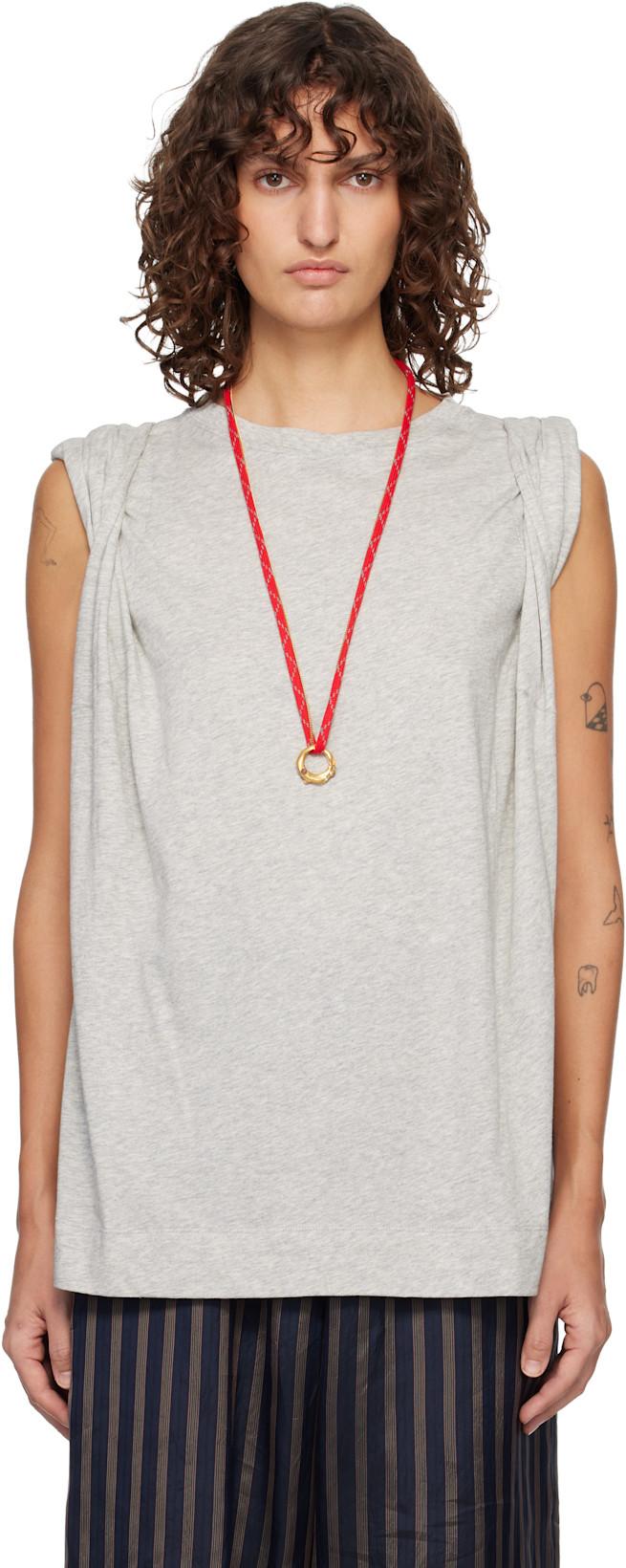 Gray Loose Sleeveless T-shirt by DRIES VAN NOTEN