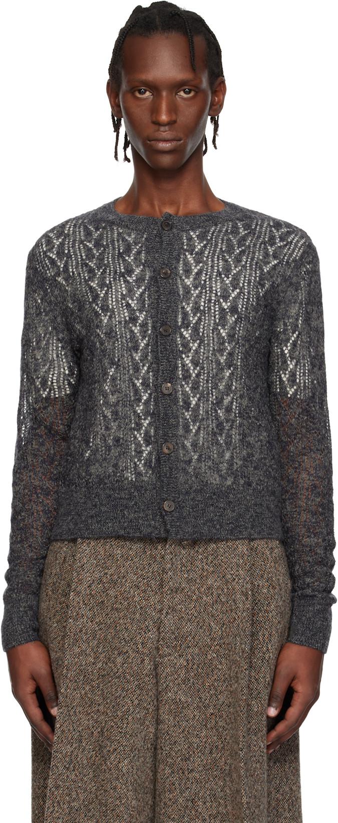 Gray Open-Knit Cardigan by DRIES VAN NOTEN