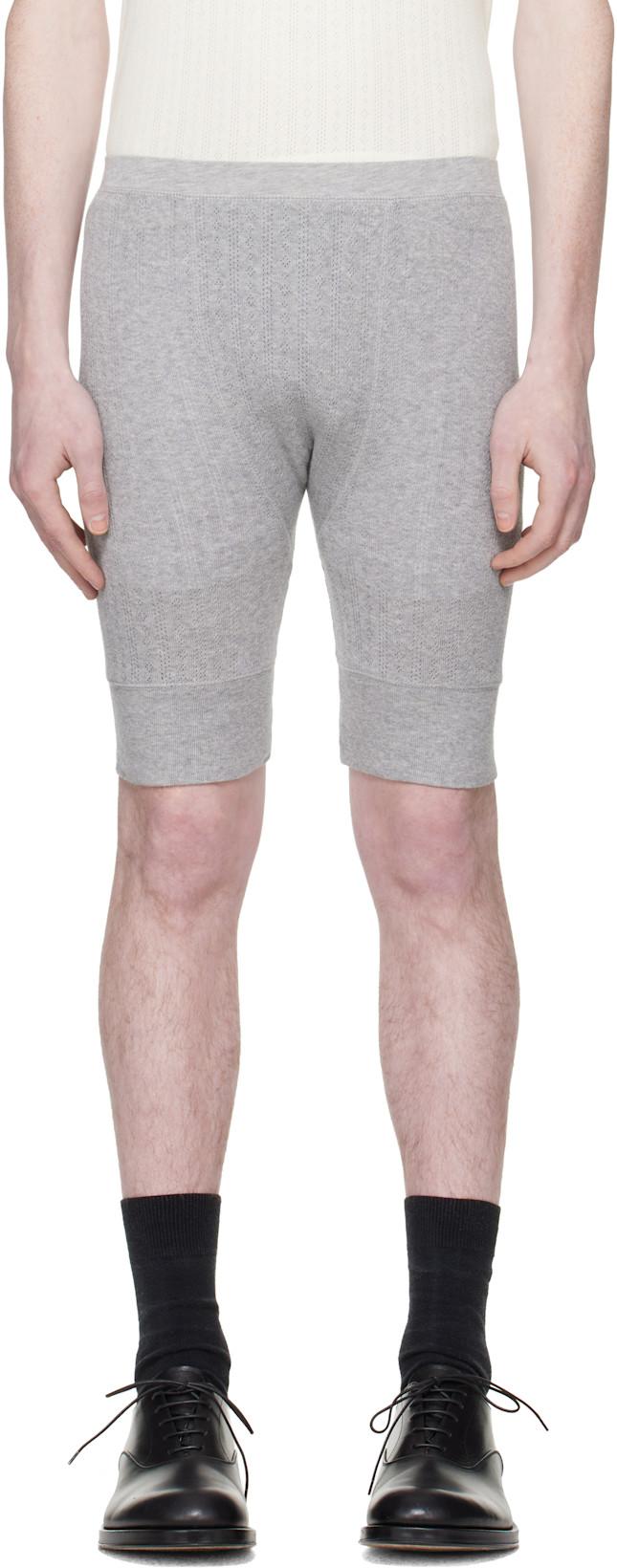 Gray Pointelle Shorts by DRIES VAN NOTEN