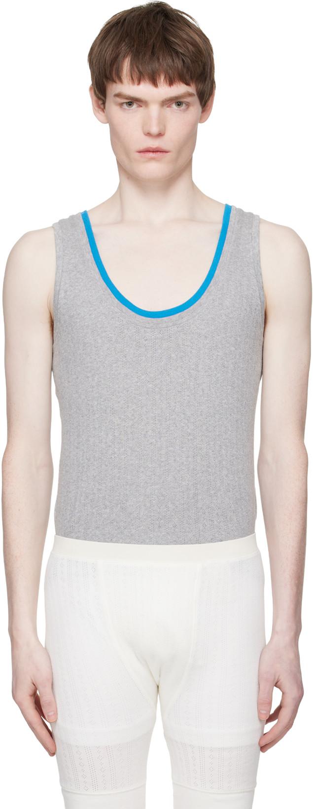 Gray Pointelle Tank Top by DRIES VAN NOTEN