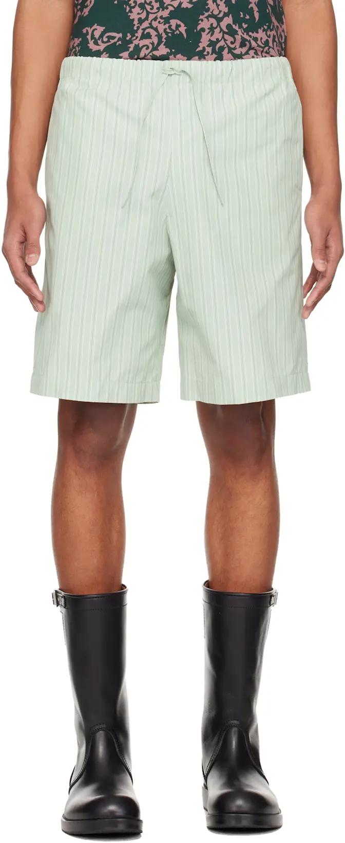 Green Cotton Shorts by DRIES VAN NOTEN