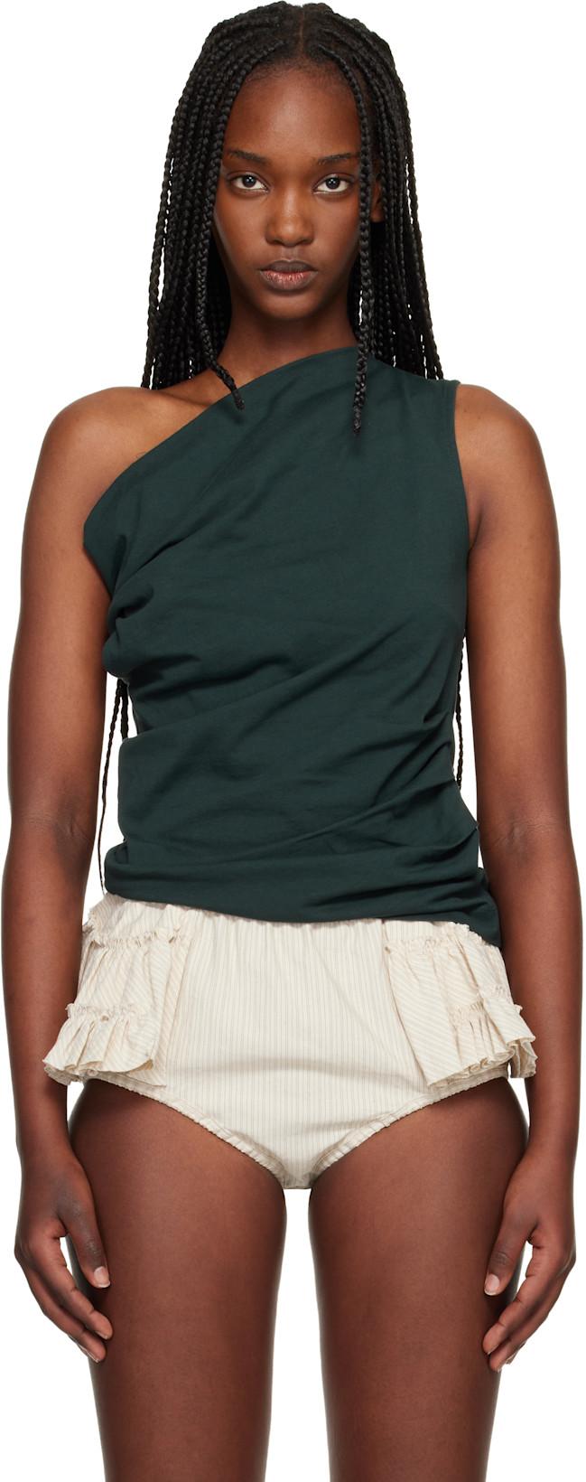 Green Draped Tank Top by DRIES VAN NOTEN
