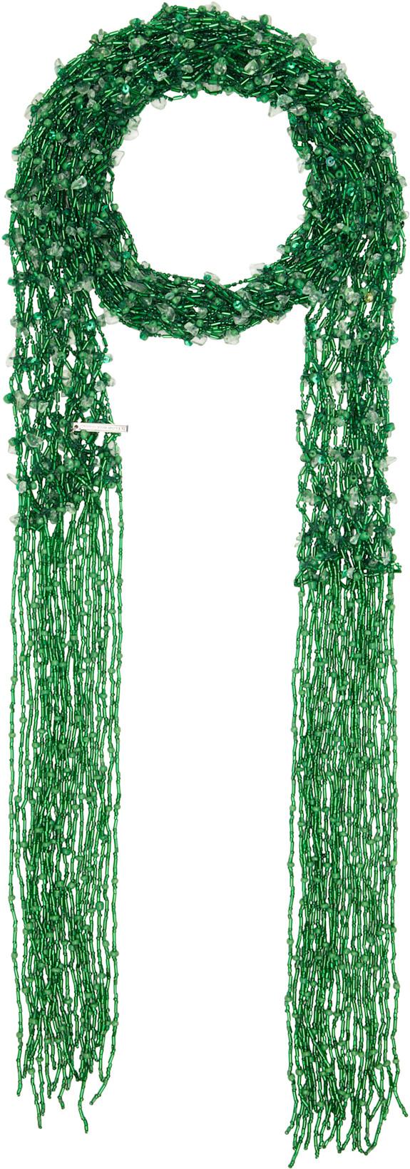 Green Embroidered Necklace Scarf by DRIES VAN NOTEN