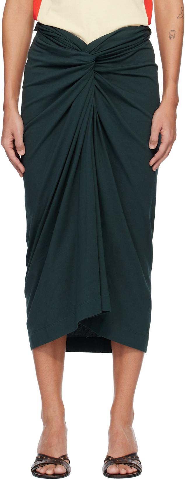 Green Knotted Jersey Midi Skirt by DRIES VAN NOTEN