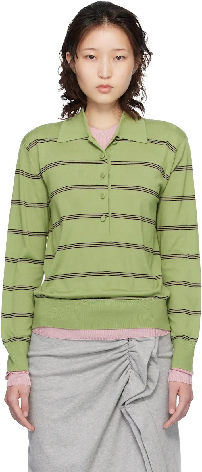 Green Merino Wool Polo by DRIES VAN NOTEN