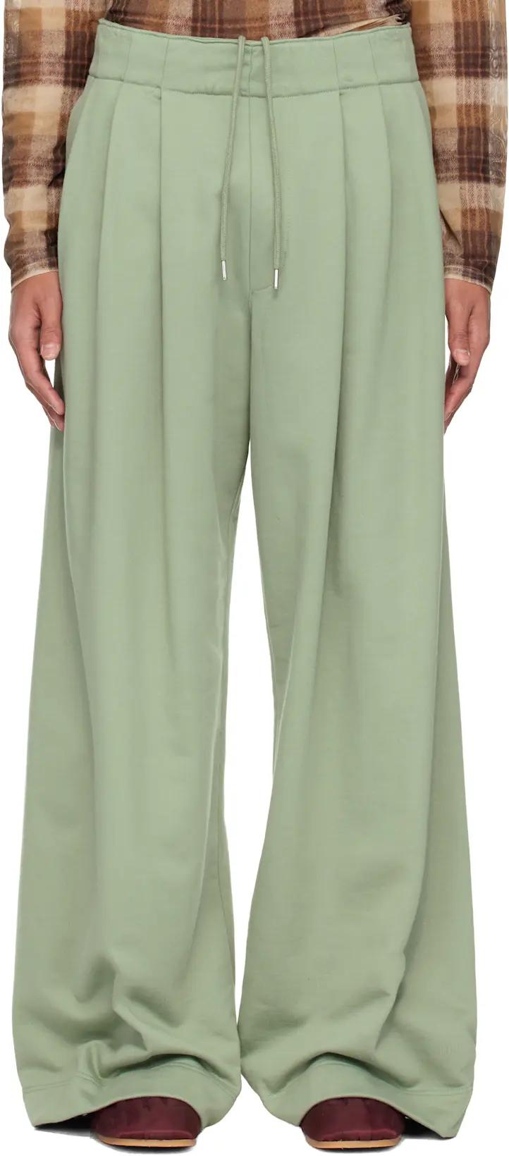 Green Pleated Sweatpants by DRIES VAN NOTEN