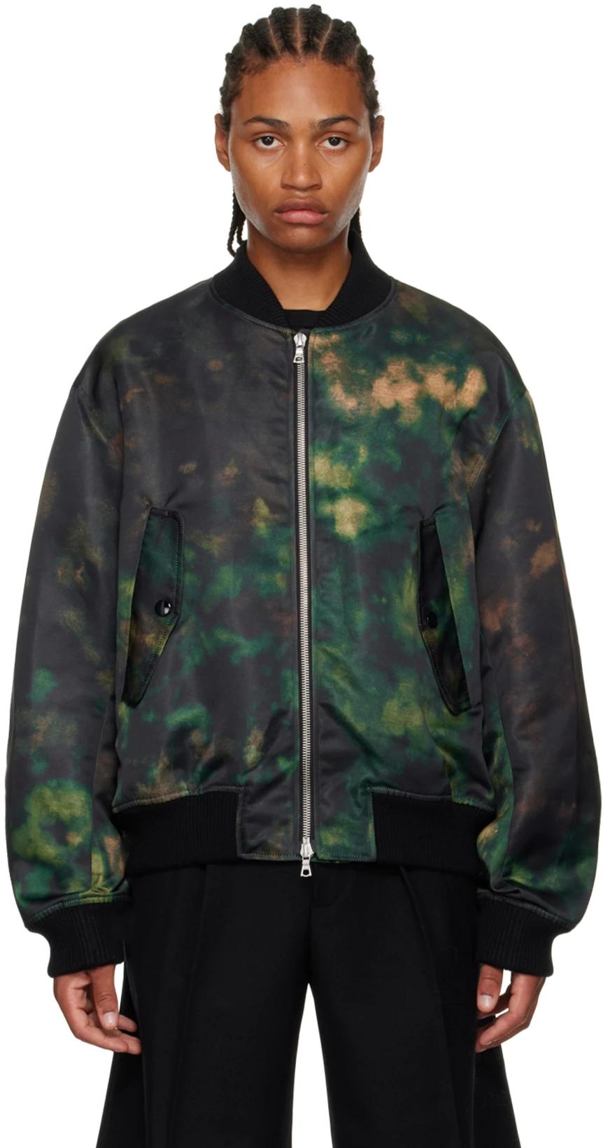 Green Printed Bomber Jacket by DRIES VAN NOTEN