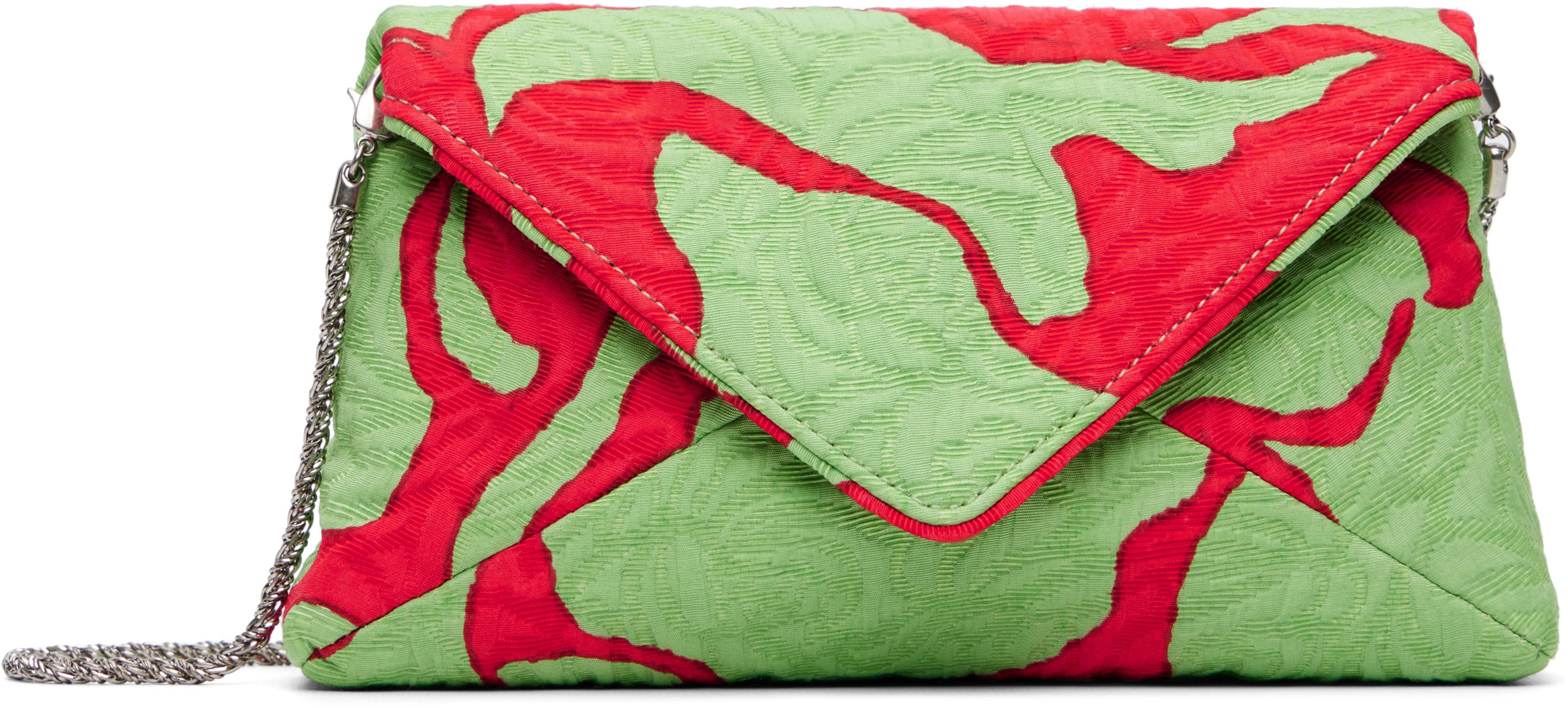 Green & Red Envelope Large Floral Clutch by DRIES VAN NOTEN