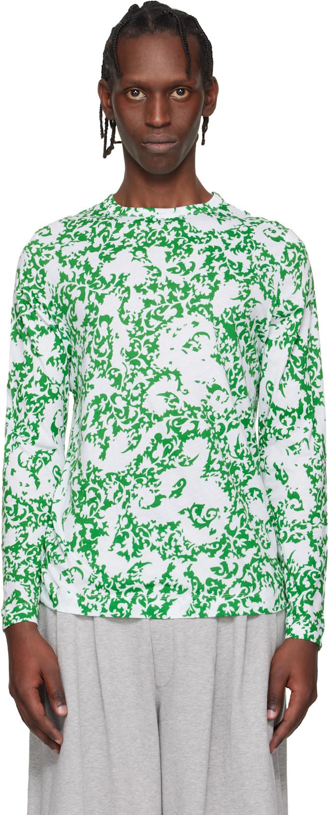 Green & White Floral T-shirt by DRIES VAN NOTEN