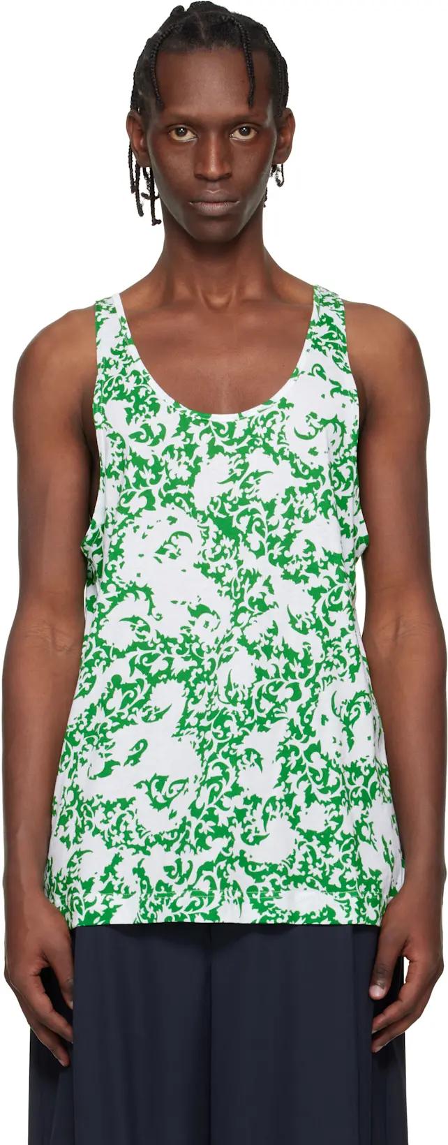 Green & White Floral Tank Top by DRIES VAN NOTEN