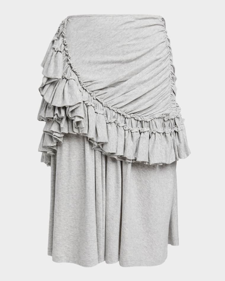 Humairah Tiered Ruffle Jersey Midi Skirt by DRIES VAN NOTEN