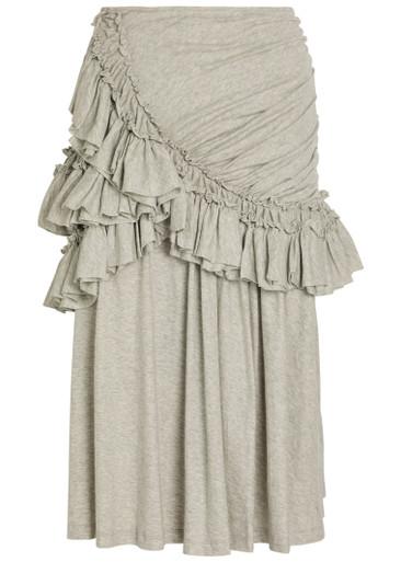 Humairah ruched cotton midi skirt by DRIES VAN NOTEN