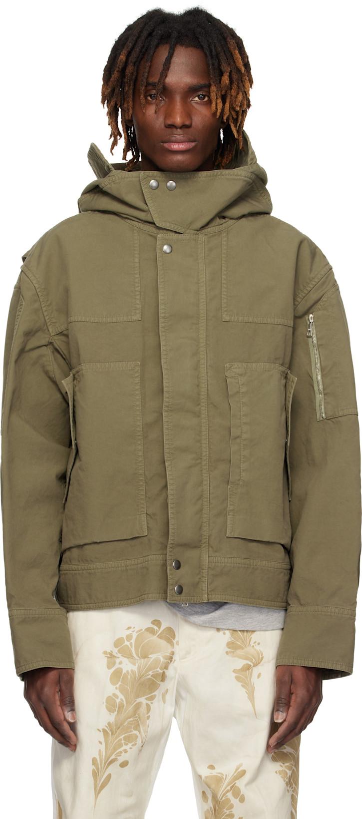 Khaki Flap Pocket Jacket by DRIES VAN NOTEN
