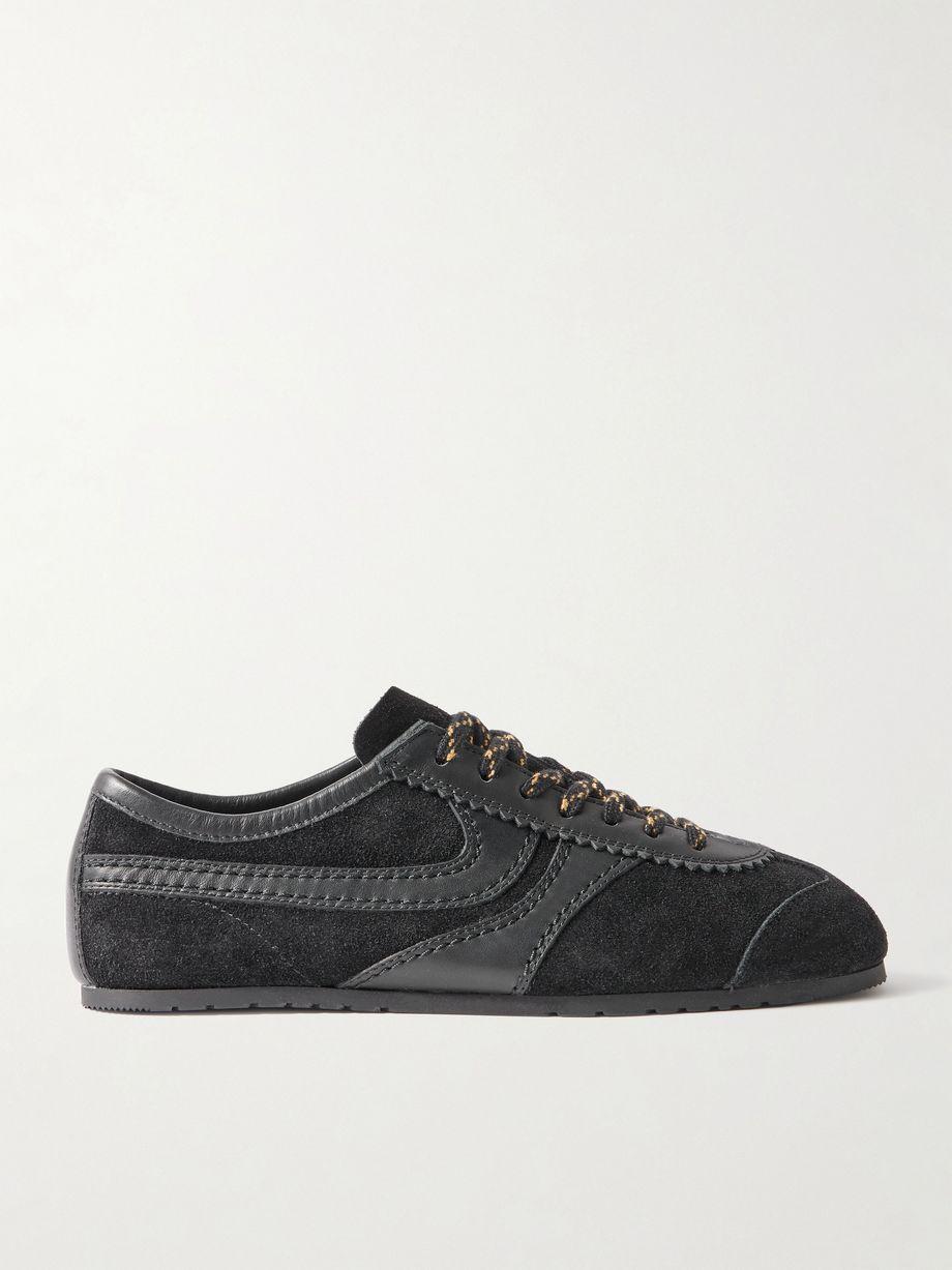 Leather-trimmed suede sneakers by DRIES VAN NOTEN