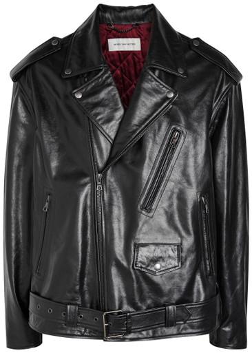 Lodz floral-print leather biker jacket by DRIES VAN NOTEN