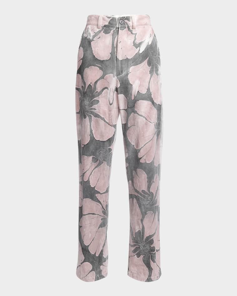 Men's Pynam Floral-Print Denim Pants by DRIES VAN NOTEN