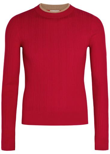 Motif layered-neck ribbed wool jumper by DRIES VAN NOTEN
