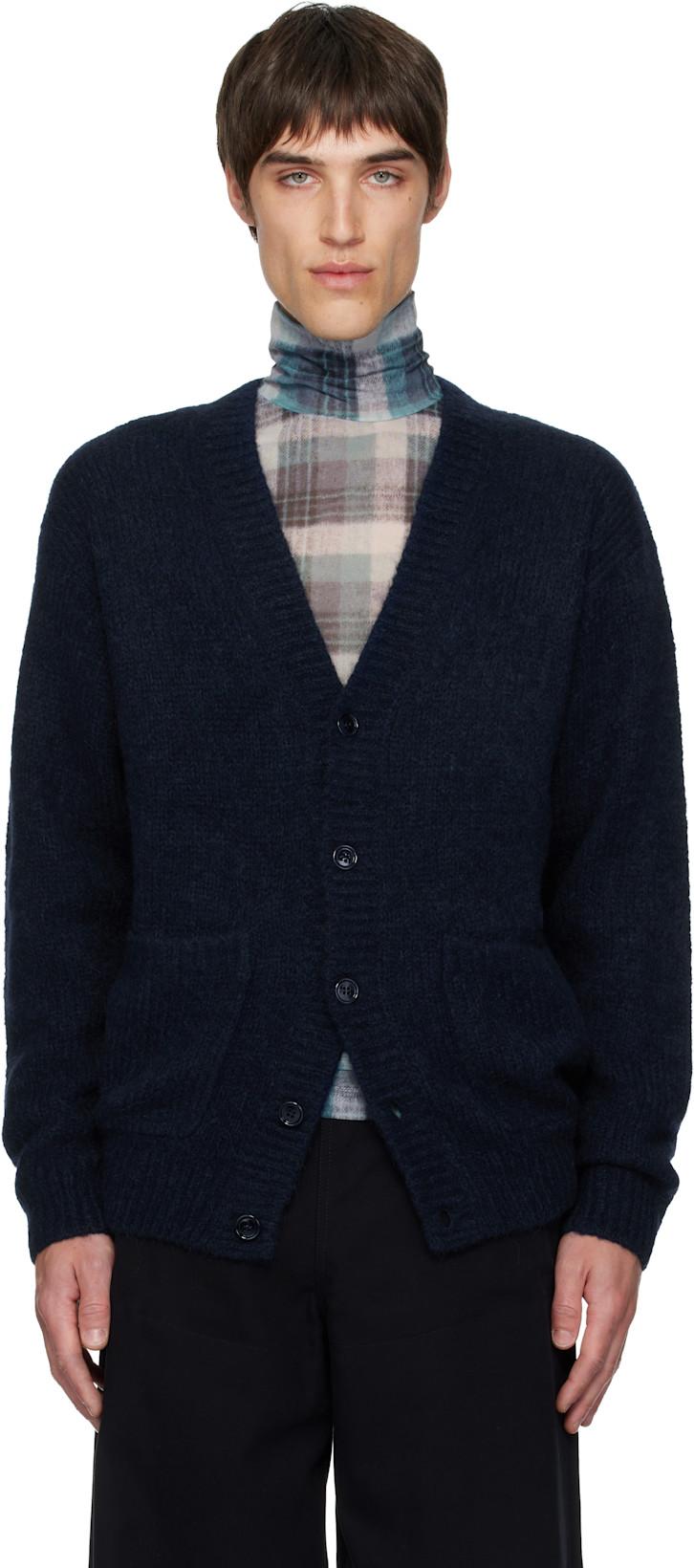 Navy Alpaca Cardigan by DRIES VAN NOTEN