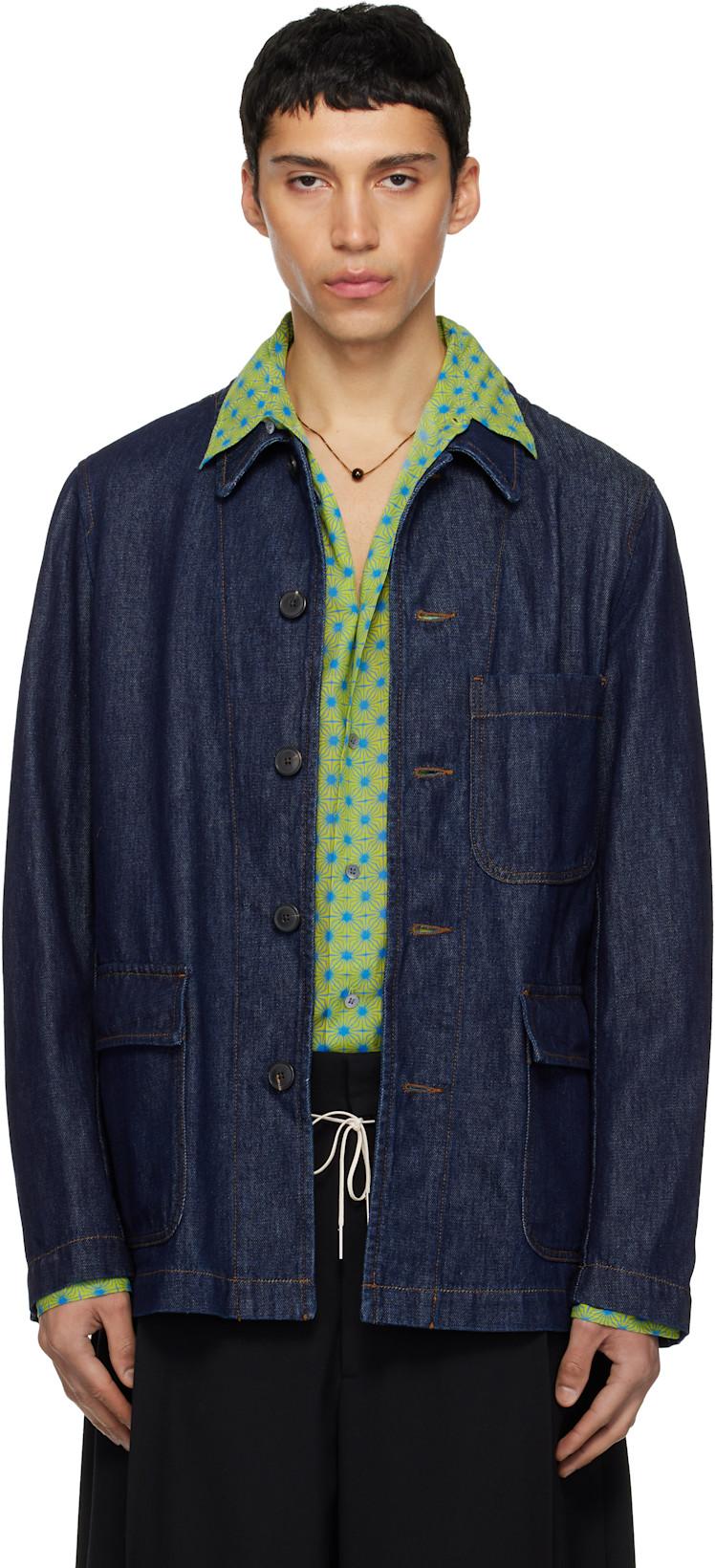 Navy Braxton Denim Jacket by DRIES VAN NOTEN