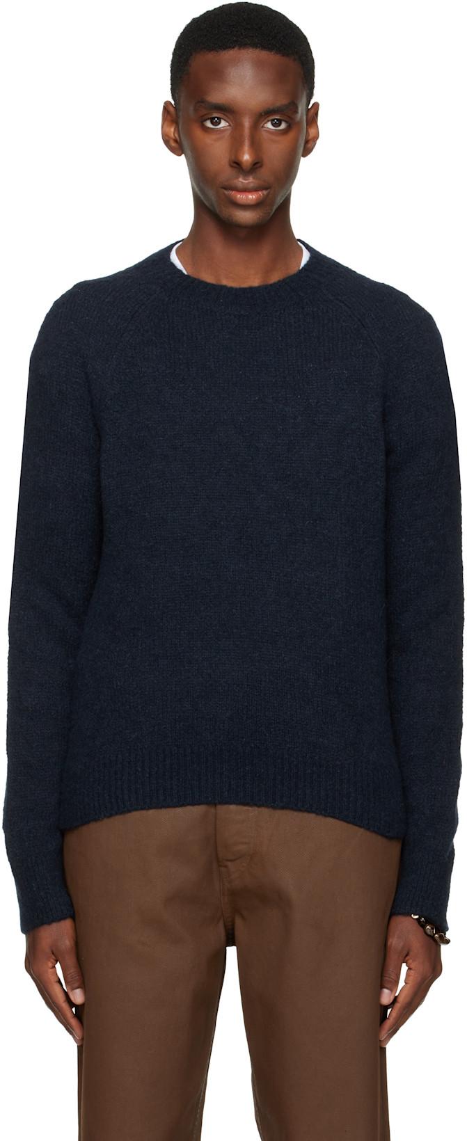 Navy Crewneck Sweater by DRIES VAN NOTEN