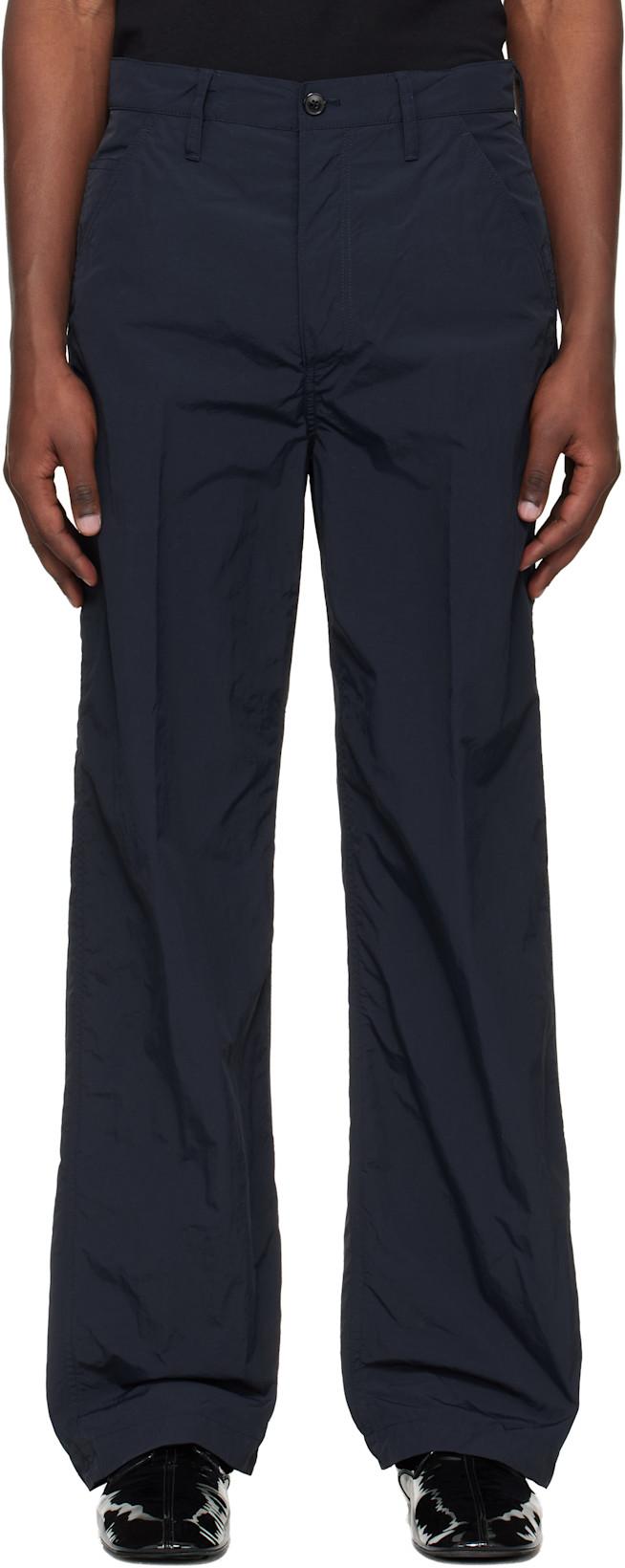 Navy Crinkle Cargo Pants by DRIES VAN NOTEN