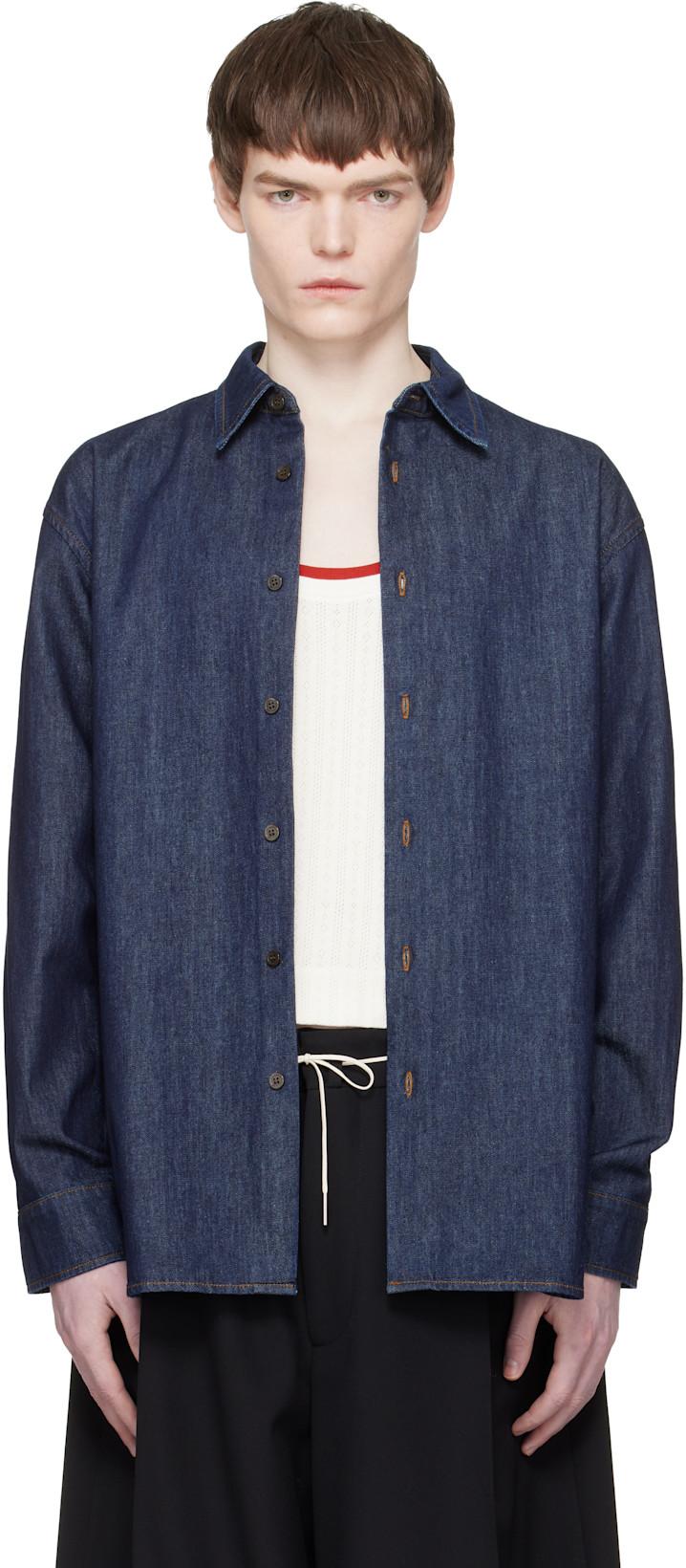 Navy Denim Shirt by DRIES VAN NOTEN