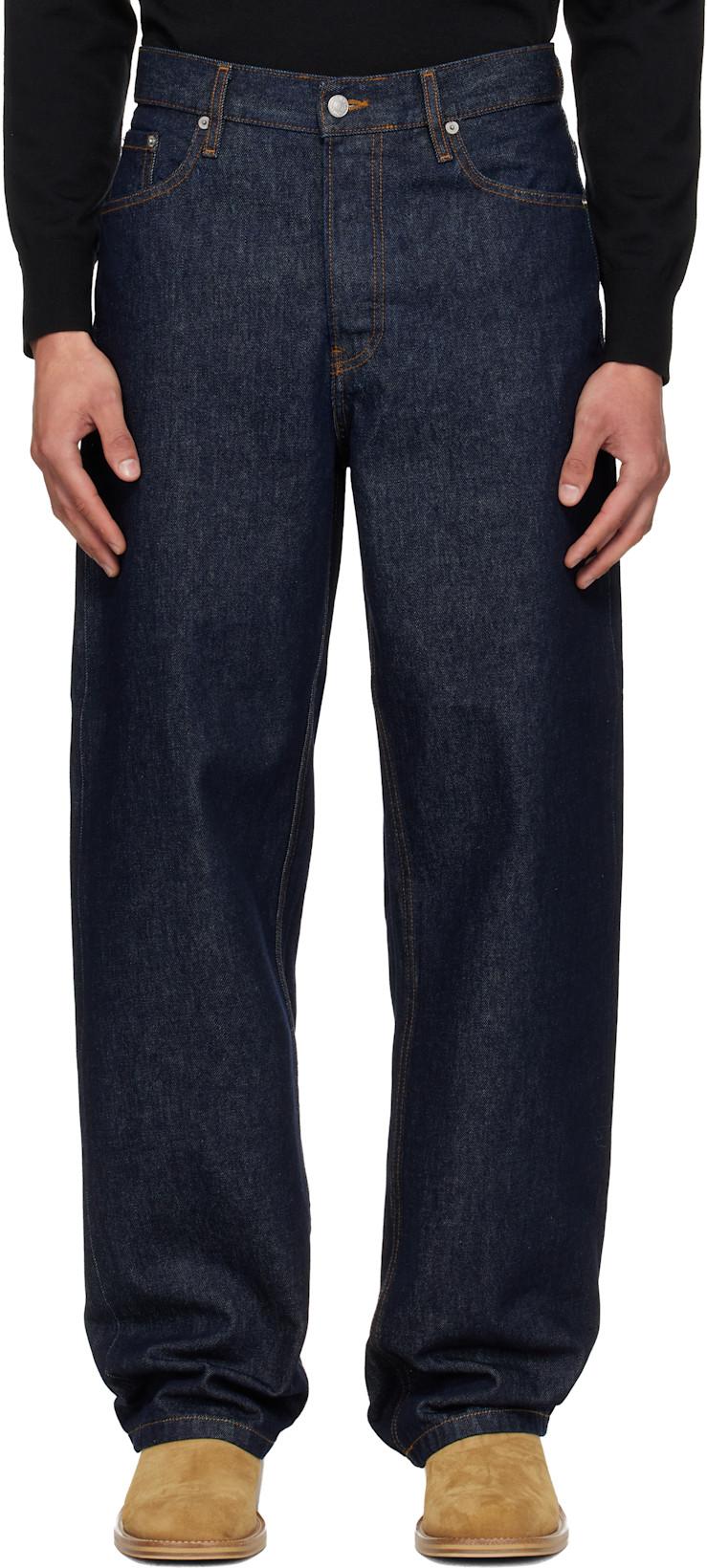 Navy Loose Fit Jeans by DRIES VAN NOTEN
