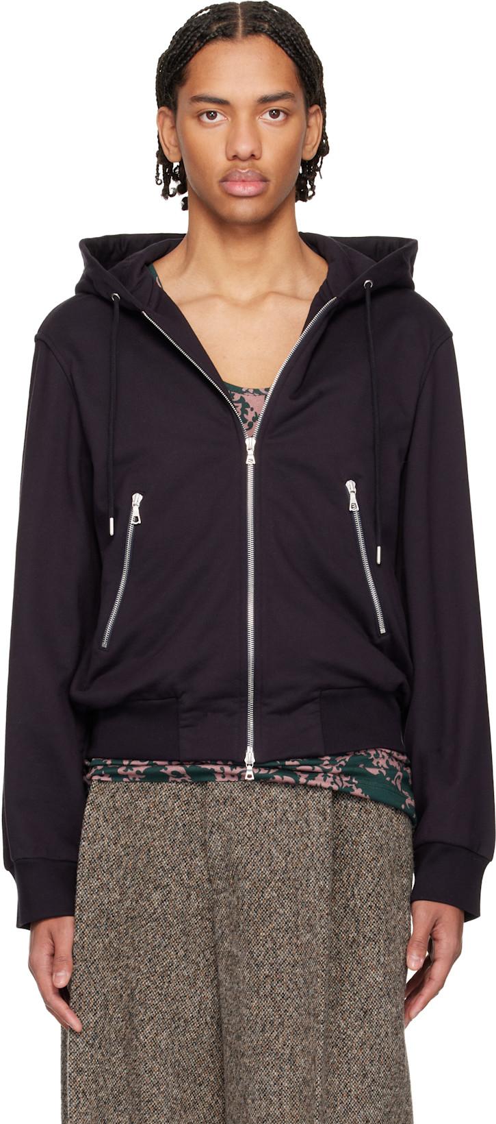 Navy Loose Zipped Hoodie by DRIES VAN NOTEN