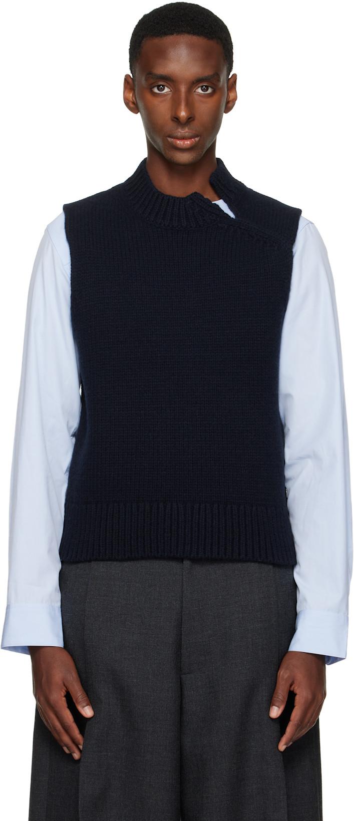 Navy Merino Wool Turtleneck by DRIES VAN NOTEN