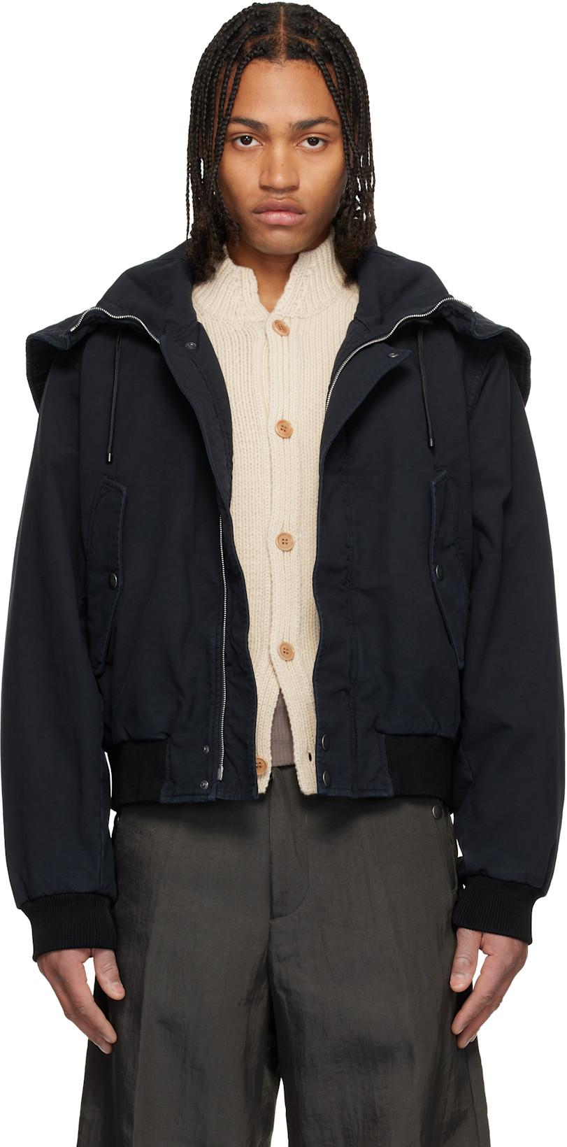 Navy Overdyed Jacket by DRIES VAN NOTEN