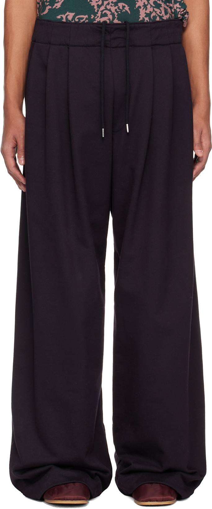 Navy Pleated Sweatpants by DRIES VAN NOTEN