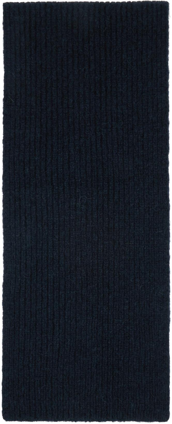 Navy Wool Scarf by DRIES VAN NOTEN
