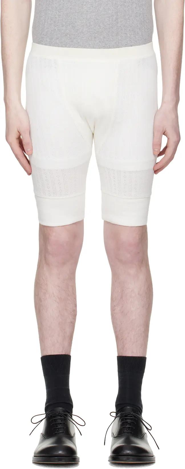 Off-White Pointelle Shorts by DRIES VAN NOTEN