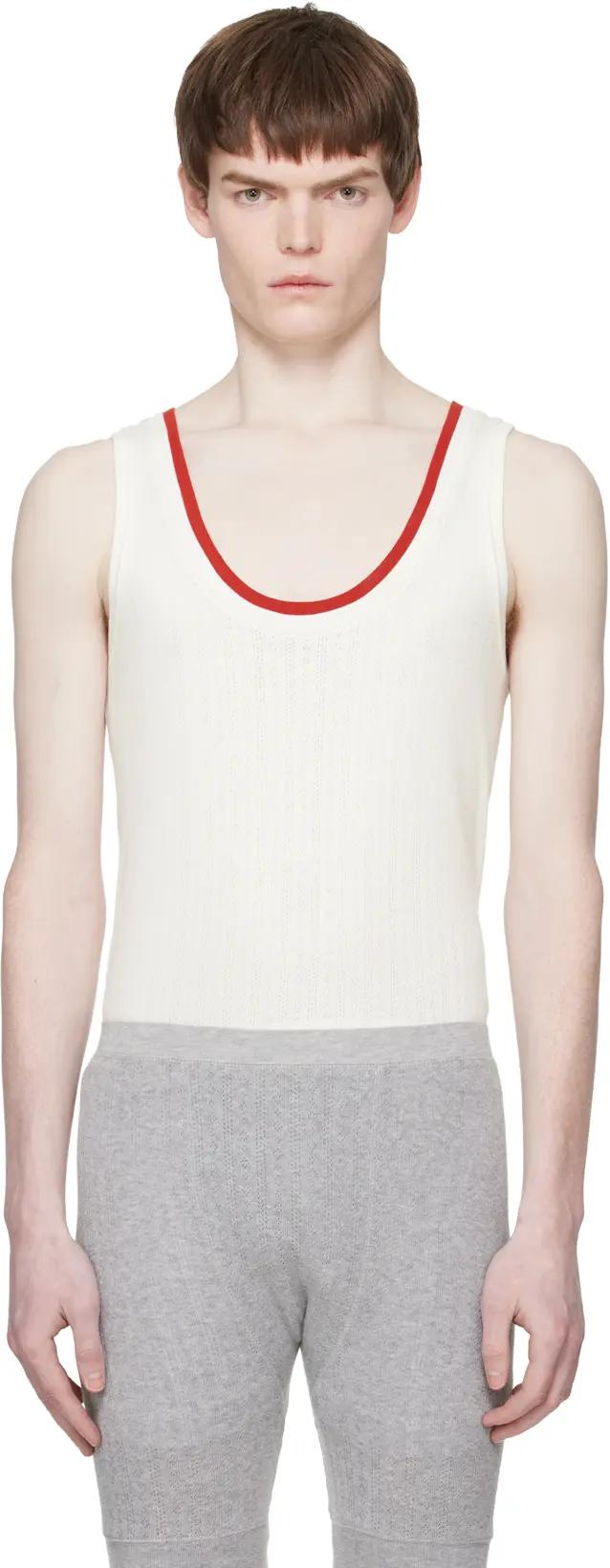 Off-White Pointelle Tank Top by DRIES VAN NOTEN