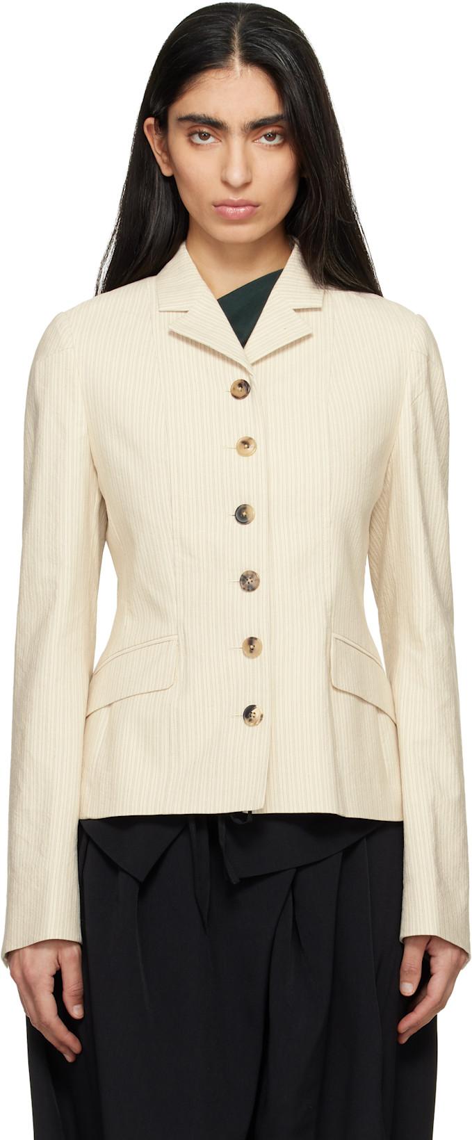 Off-White Tight Fitted Blazer by DRIES VAN NOTEN