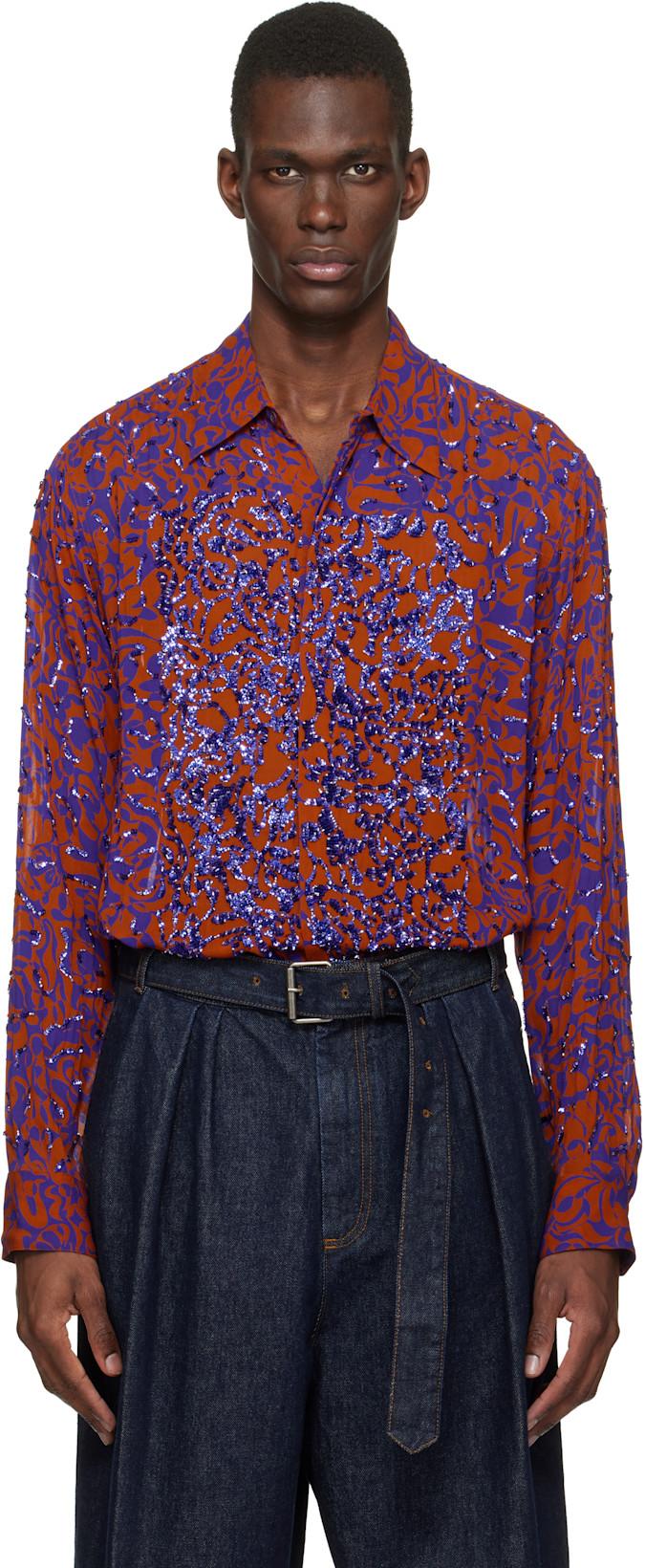 Orange & Purple Floral Shirt by DRIES VAN NOTEN