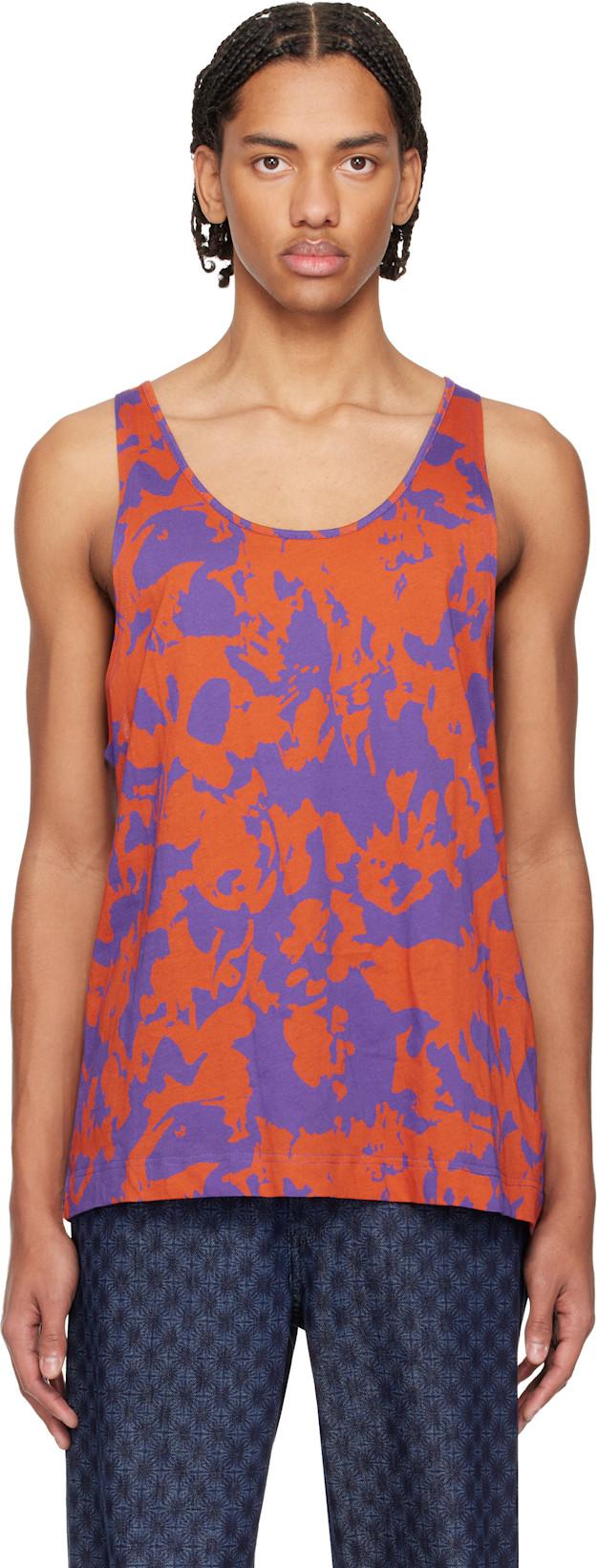 Orange & Purple Scoop Neck Tank Top by DRIES VAN NOTEN