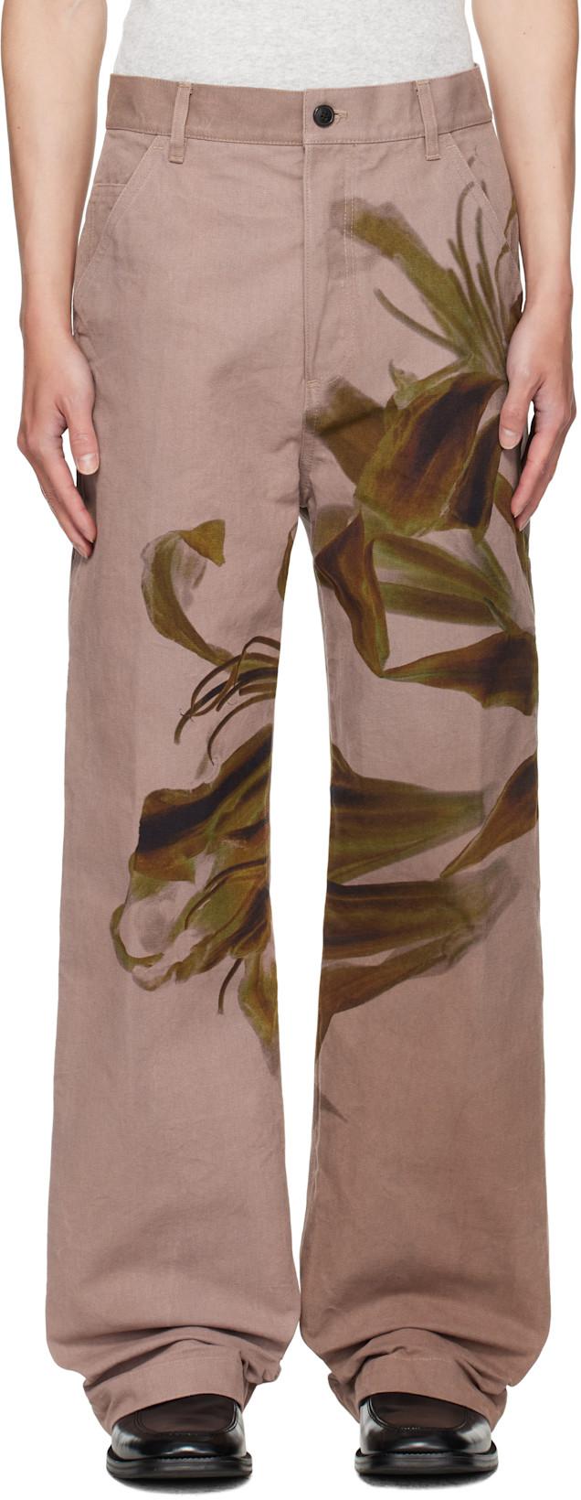 Pink Graphic Trousers by DRIES VAN NOTEN
