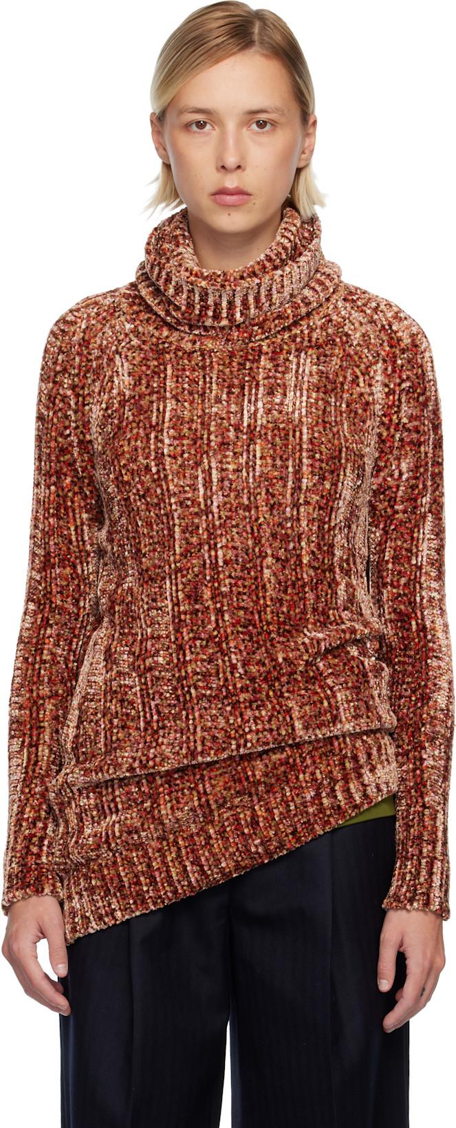 Pink & Brown Long Viscose Turtleneck by DRIES VAN NOTEN